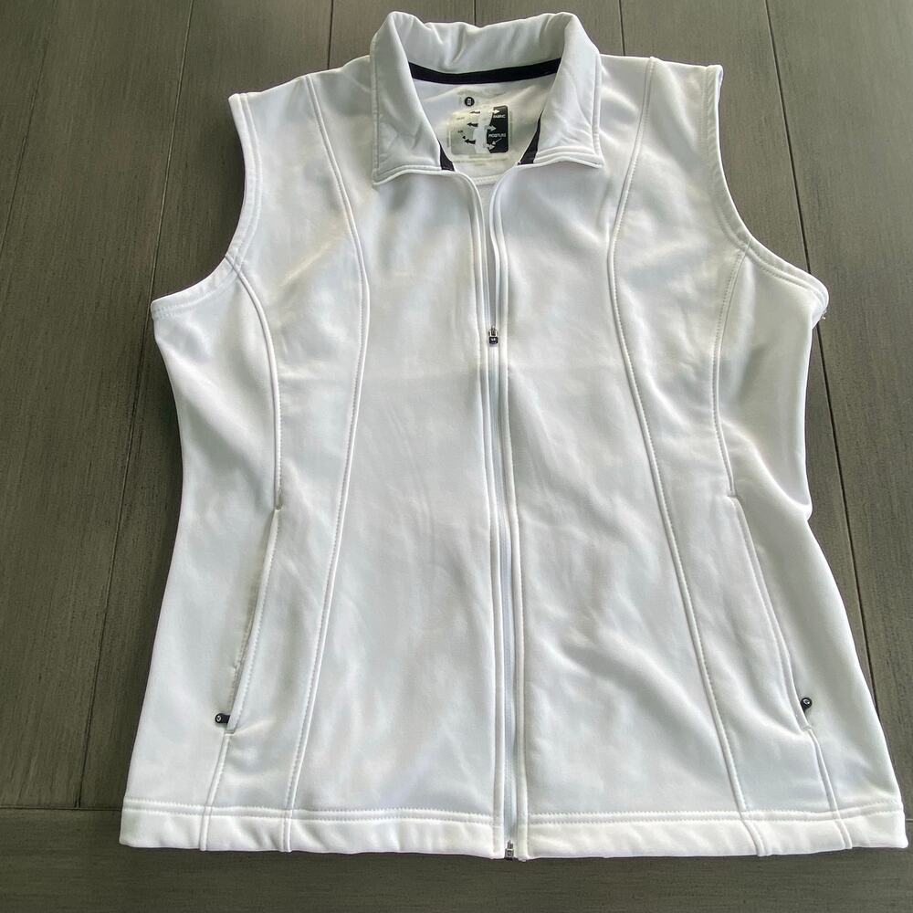 Second Skin Full‑Zip Sleeveless Vest • White • Women’s M • Quick‑Dry